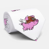 ピンクの豚飛んでいる漫画 |背景色の選択 ネクタイ (ロール)