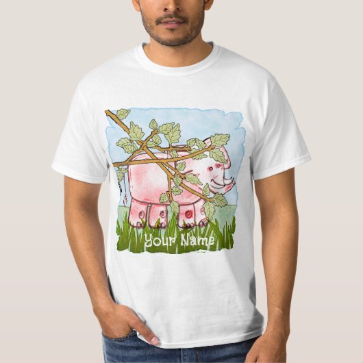 ピンクの象が隠れてます Tシャツ (正面)