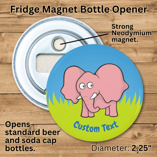 ピンクの象のキャラクター 瓶の蓋を開ける道具 栓抜き