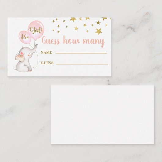 ピンクの象のゲームカードの数を推測する エンクロージャーカード (正面/裏面)