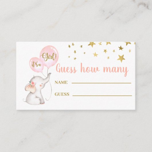 ピンクの象のゲームカードの数を推測する エンクロージャーカード (正面)