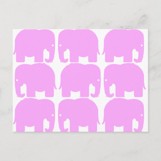 ピンクの象のシルエット ポストカード (正面)