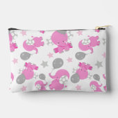 ピンクの象のパターン，かわいい象，星 アクセサリーポーチ (裏面)