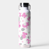 ピンクの象のパターン，かわいい象，星 ウォーターボトル (正面)