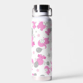 ピンクの象のパターン，かわいい象，星 ウォーターボトル (背面)