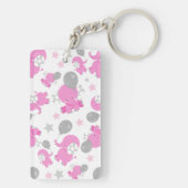 ピンクの象のパターン,かわいい象,星 キーホルダー (裏面)
