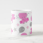 ピンクの象のパターン,かわいい象,星 ジャンボコーヒーマグカップ (正面)