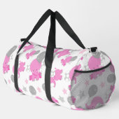 ピンクの象のパターン，かわいい象，星 ダッフルバッグ (右コーナー)