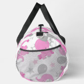 ピンクの象のパターン，かわいい象，星 ダッフルバッグ (右)