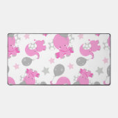 ピンクの象のパターン，かわいい象，星 デスクマット (正面)