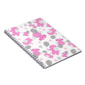 ピンクの象のパターン，かわいい象，星 ノートブック (右側)