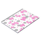 ピンクの象のパターン，かわいい象，星 ノートブック (左側)