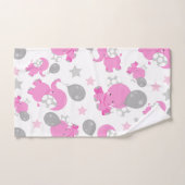 ピンクの象のパターン，かわいい象，星 バスタオルセット (ハンドタオル)