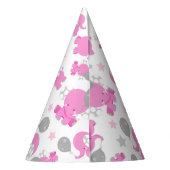 ピンクの象のパターン，かわいい象，星 パーティーハット (裏面)