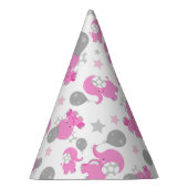 ピンクの象のパターン，かわいい象，星 パーティーハット (右)