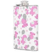 ピンクの象のパターン，かわいい象，星 フラスク (左)