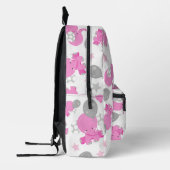 ピンクの象のパターン，かわいい象，星 プリントバックパック (左)