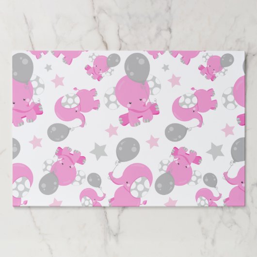 ピンクの象のパターン，かわいい象，星 ペーパーパッド (正面)