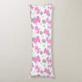 ピンクの象のパターン，かわいい象，星 ボディピロー (正面縦)