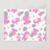 ピンクの象のパターン,かわいい象,星 ポストカード (正面)