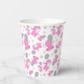 ピンクの象のパターン，かわいい象，星 紙コップ (裏面)