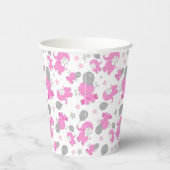 ピンクの象のパターン，かわいい象，星 紙コップ (右)