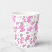 ピンクの象のパターン，かわいい象，星 紙コップ (正面)