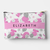 ピンクの象のパターン，星，あなたの名前 アクセサリーポーチ (裏面)