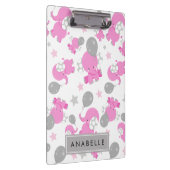 ピンクの象のパターン,星,あなたの名前 クリップボード (右)