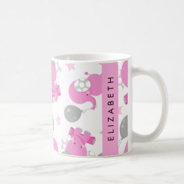 ピンクの象のパターン,星,あなたの名前 コーヒーマグカップ