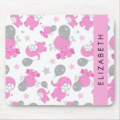 ピンクの象のパターン,星,あなたの名前 マウスパッド (正面)