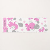 ピンクの象のパターン，星，あなたの名前 ヨガマット (裏面(横))