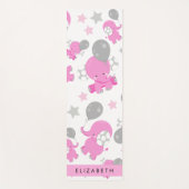 ピンクの象のパターン，星，あなたの名前 ヨガマット (正面)