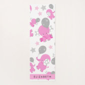 ピンクの象のパターン，星，あなたの名前 ヨガマット (裏面)