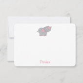 ピンクの象のパーソナライズされた子供の文房具 サンキューカード (正面)