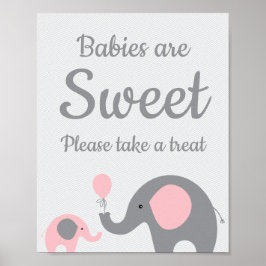 ピンクの象のベビーは甘いPlease Take A Treat ポスター