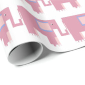 ピンクの象のベビーガールギフトラップ ラッピングペーパー (ロールコーナー)