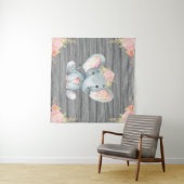 ピンクの象のベビーシャワー背景 タペストリー (インサイチュ(横))