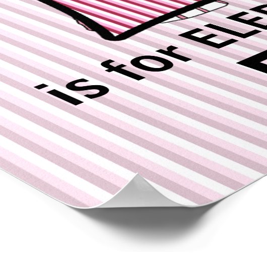 ピンクの象のモノグラム入りE 赤ちゃんの部屋 ポスター (角)