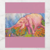 ピンクの象のワインラベル ワインラベル (シングルラベル)