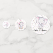 ピンクの象の水の色の赤ちゃんシャワー コンフェッティ (正面)