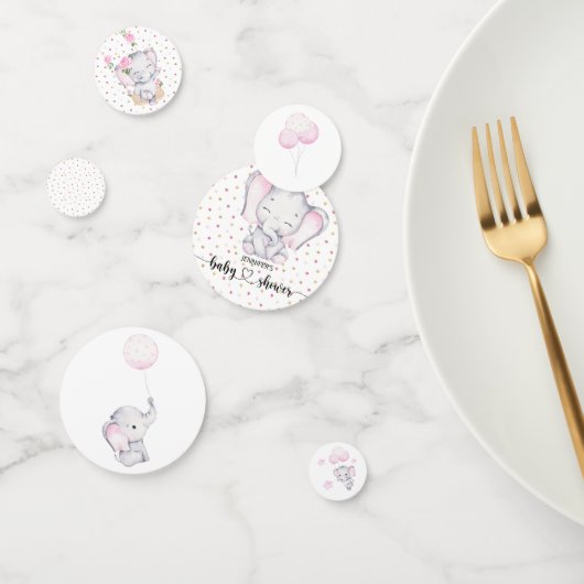 ピンクの象の水の色の赤ちゃんシャワー コンフェッティ (グループ)