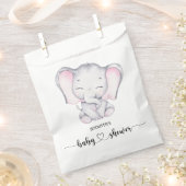 ピンクの象の水の色の赤ちゃんシャワー フェイバーバッグ (クリップ留めされた状態)