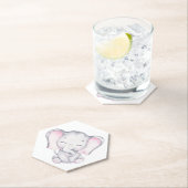 ピンクの象の水の色の赤ちゃんシャワー ペーパーコースター (インサイチュ)