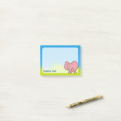 ピンクの象の漫画 ポストイット (デスク上)