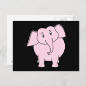 ピンクの象の漫画 ポストカード (正面/裏面)