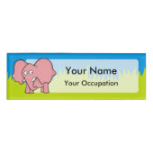 ピンクの象の漫画 名札 (正面)