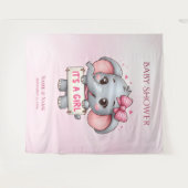 ピンクの象の背景 タペストリー (正面(横))