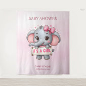 ピンクの象の背景 タペストリー (正面)