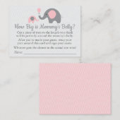 ピンクの象の赤ちゃんシャワーどのように大きいママの腹 コーリングカード (正面/裏面)